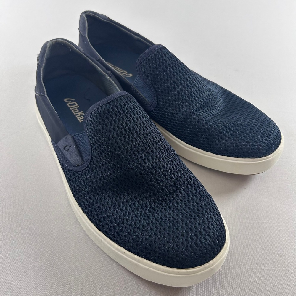 OluKai Lae'ahi Sneaker Mens 9.5 Trench Blue Mesh Slip On Drop In Heel 10443-TFTF